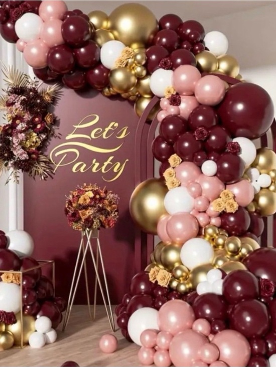 Other - Elegant Burgundy & Rose Gold Party Balloon Garland